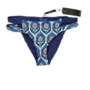 Tavik Bikini Bottom women's XS Blue abstract Floral double straps‎ sides